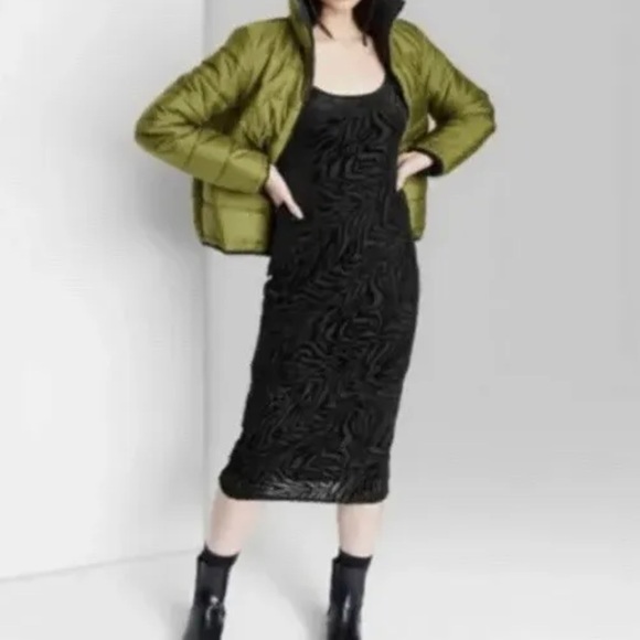 NWT - Women's Sleeveless Bodycon Black Zebra Midi Slip Dress Wild Fable - Picture 7 of 11